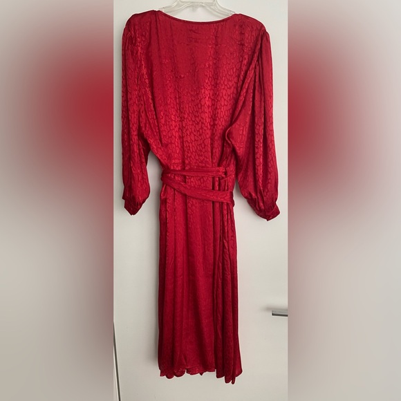 Michael Kors Red Cheetah Jacquard Midi Wrap Dress with 3/4 Sleeves NWT size 3X - Picture 12 of 13
